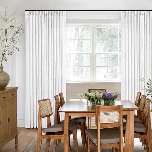 Snow White Linen Pinch Pleated Curtains 86 Inches Long 2 Panels (Snow White / 40"W x 86"L (Pack of 2))