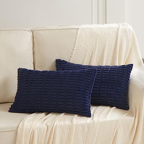 4 Packs Decorative Throw Pillow Covers for Living Room Couch Bed (24" x 16" (Pack of 4) / Navy Blue)