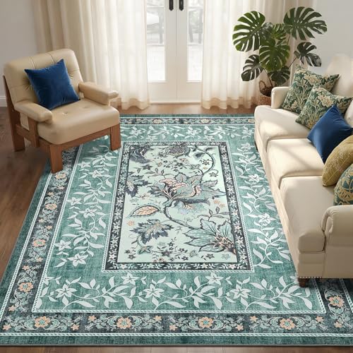 Teal Washable 5x7 Area Rugs (Teal / 5' x 7' (Rectangular))