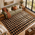 8x10 Black & Beige Diamond Checkered Rugs for Living Room Bedroom (Checkered Black & Beige / 8' x 10' (Rectangular))