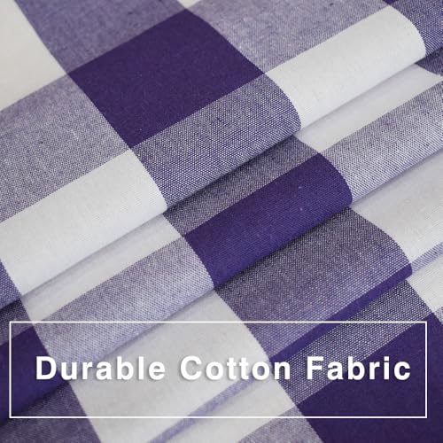 2 Pieces Valences Buffalo Check Kitchen Tier Curtains Classic Plaid Gingham Farmhouse Window Curtain Valance Living Room Bedroom Rod Pocket Purple & White 56"x 16" (56"W x 16"L (Pack of 2) / Dark Purple+white)