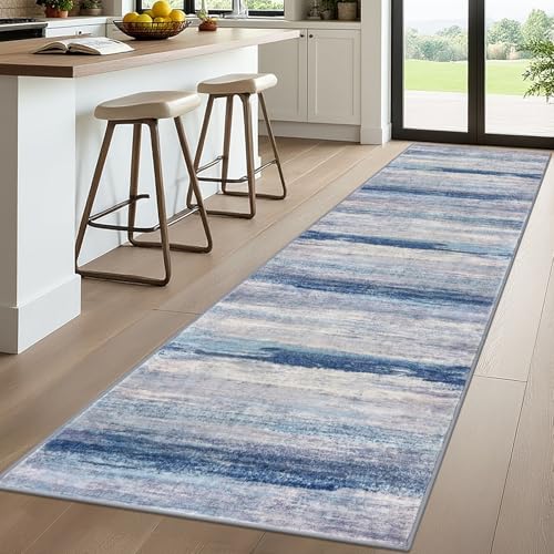3x10 Ft Rug Modern Ombre Runner Rug for Hallway (Blue/Grey/Beige / 3' x 10' (Runner))