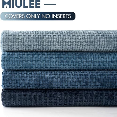 Soft Decorative Chenille Euro Pillow Covers Blue Series 26x26 (26" x 26" (Pack of 4) / Neutral Blue)