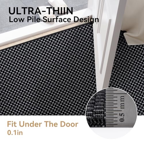 Hallway Runner Rug Woven Washable Long Kitchen Runner Black 2x5 ft (Black / 2' x 5')