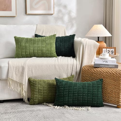 4 Packs Decorative Throw Pillow Covers for Living Room Couch Bed (20" x 12" (Pack of 4) / Green Series)