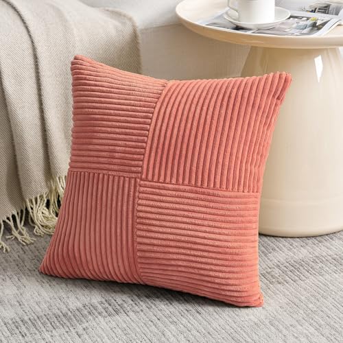 2 Packs Coral Decorative Throw Pillow Covers 16x16 Inch for Living Room Couch (Coral / 16" x 16" (Pack of 2))