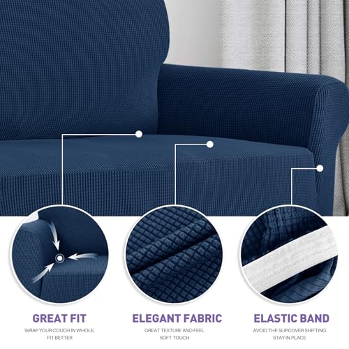 Super Stretch Couch Cover (Navy Blue / Large (72"-92"))