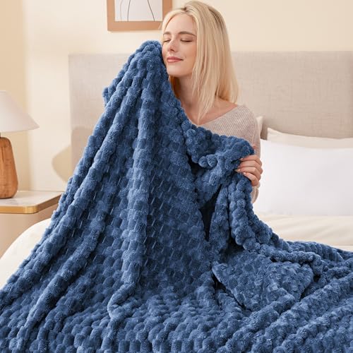 Turtle Shell Throw Blanket Dark Blue for Couch Gentle Soft Fleece (Dark Blue / Throw)