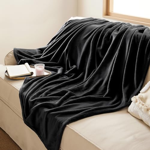 Soft Cozy Warm Fleece Twin Blanket for Bed 300GSM Black 60"x80" (03 - Black / Twin (60" X 80"))