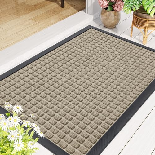 Front Door Mat Outside Entrance (Beige / 35" X 23")