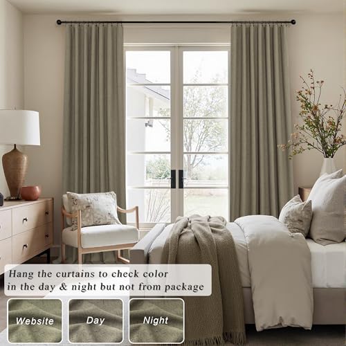 108 Inch Curtains 2 Panel Set Burg Modern Earthy Earth Tone Decorative Dark Out Taupe Curtain for Bedroom Heat Cold Blocking Window Coverings 9ft High Ceiling Drapes for Living Room Back Tab (Dark Taupe / 52"W x 108"L (Pack of 2))