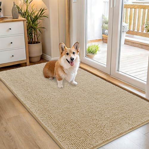 Dog Door Mat for Muddy Paws 54x32 (Beige / 54" X 32")