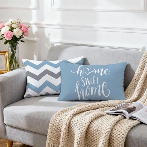 Throw Pillow Covers 12x20 (Blue Aqua / 20" x 12" (Pack of 4))