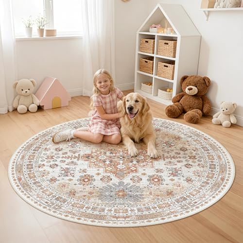Round Rug 5ft (Orange / 5' (Round))