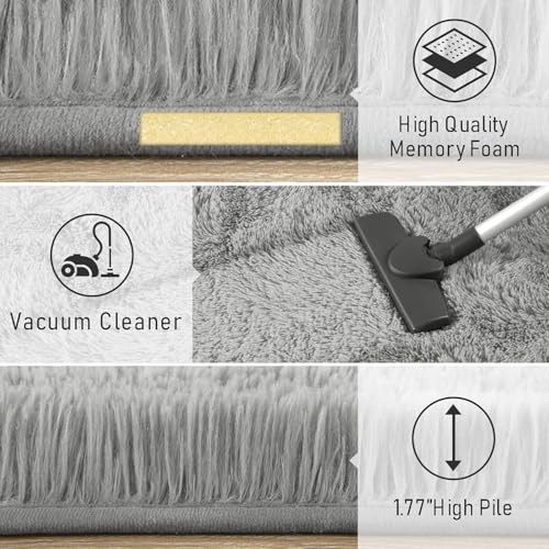 Area Rugs Fluffy Living Room Carpets for Kids Bedroom 4x5.3 (Grey / 4' x 5.3' (Rectangular))