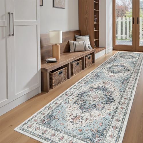 Hallway Runner Rug 2'6''x10' Blue (Blue / 2'6" x 10' (Runner))