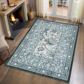 Provence Botanical Grove 4x6 Rug Vintage Cottagecore Retro Blue 4 x 6 Area Rug for Bedroom Living Room Nursery Kitchen Entryway Indoor Mat (Oriental Misty Blue / 4' x 6' (Rectangular))