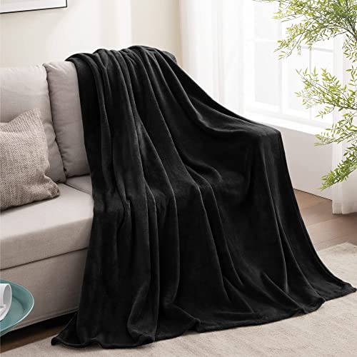 Fleece Blanket Soft Plush Twin Size Blanket Black 60"x80" (Black / Twin(60"x80"))