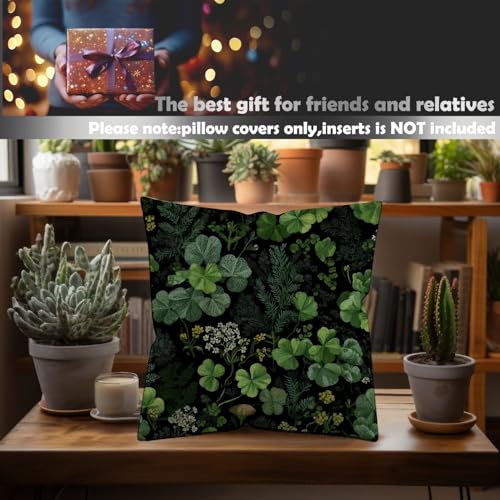 Dark Green Shamrock Pillow Cover 18x18 Double (Dark Green13)