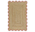 Scalloped Natural Jute Area Rug (2'x12' (Runner) / Pink)