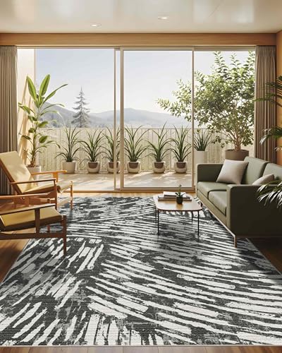 8x10 Area Rugs for Living Room Modern Washable Rug (Charcoal / 8' x 10' (Rectangular))