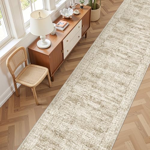 2'6 x 16' Runner Rug Non Slip (Brown/Ivory / 2'6" x 16' (Runner))