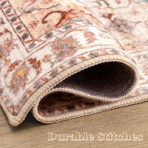 2x3 Washable Non Slip Boho Small Area Rug for Entryway (Vintage Peach/Cream / 2' x 3' (Rectangular))