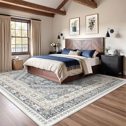 Washable Rugs 8x10 Area Rugs for Living Room (Blue/Beige / 8' x 10' (Rectangular))