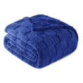 3D Checkered Fleece Throw Blanket for Couch (Cobalt Blue / Throw (50"x60"))