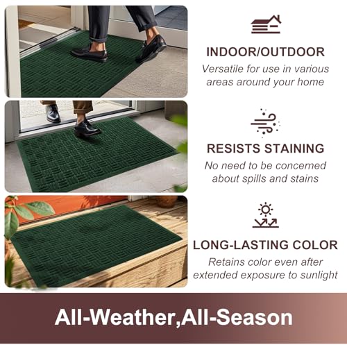 Front Door Mat Outside Entrance (Green / 2' x 3' (Rectangular))