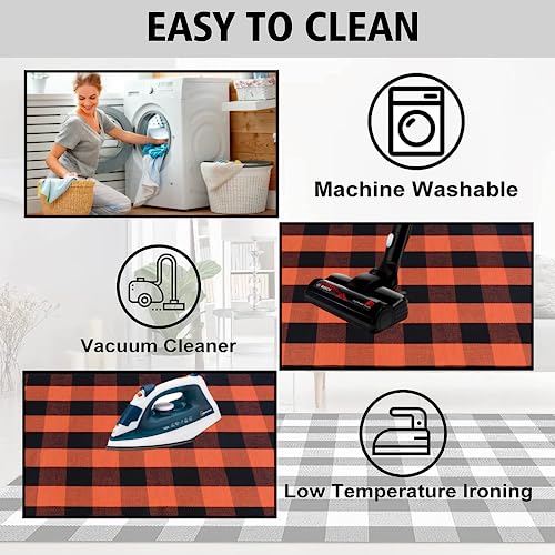 Orange and Black Plaid Rug (Orange & Black Plaid / 3' x 5' (Rectangular))