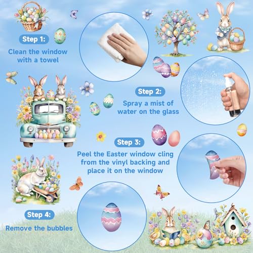 9 Sheets Easter Window Clings Decor (Happy Easter)