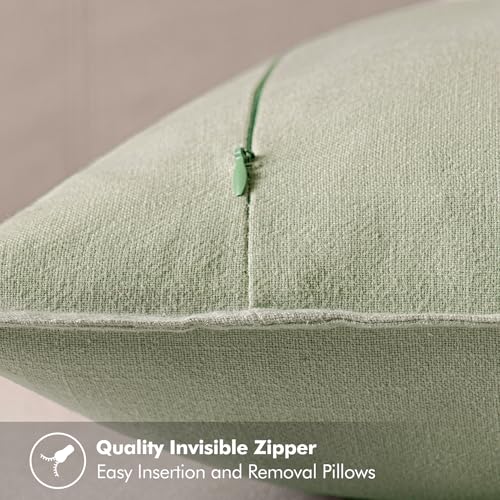Decorative Linen Pillow Covers 18x18 Inch Light Green (Light Green / 18" x 18" (Pack of 2))