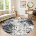 Abstract Round Area Rug 8 Ft Washable Circle Rugs Large Round Rug Non Slip Thin Soft Circle Rugs (Black/Grey/White / 8' x 8' (Rectangular))