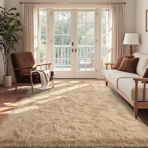 4x6 Ft Shag Beige Rugs for Bedroom Living Room (CC Beige / 4' X 6' (Rectangular))