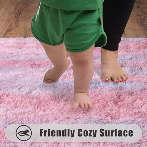 Soft Runner Rugs for Bedroom Hallways (2' x 6' (1 pc) / Abstract Pink)