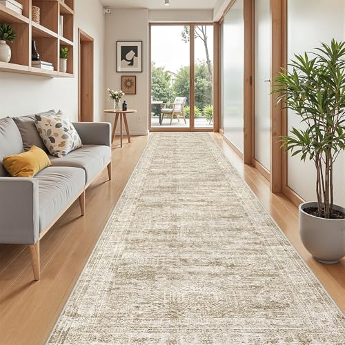 3x16 Runner Rug Non Slip (Brown/Ivory / 3' x 16' (Runner))