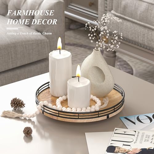 10 Inch Farmhouse Oak Lazy Susan Organizer for Cabinet (Brown & Black / 10 inches)