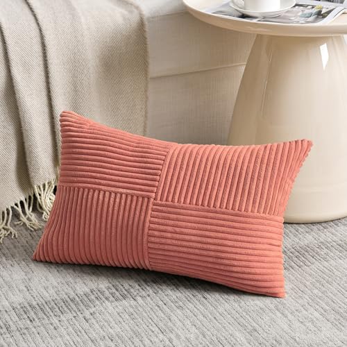 2 Packs Coral Lumbar Decorative Throw Pillow Covers 16x28 Inch for Living Room Couch (Coral / 28" x 16" (Pack of 2))