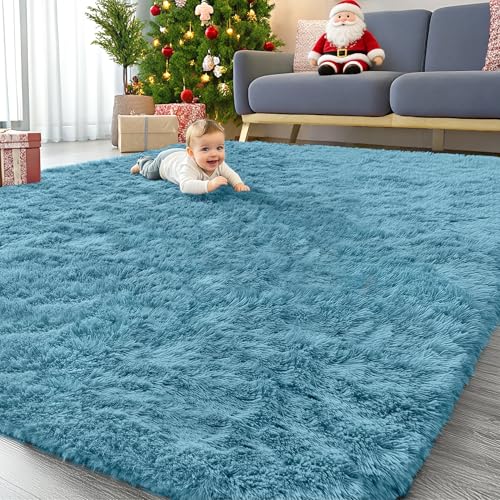 9x12 Machine Washable Large Area Rugs for Living Room (9x12 Ft / Slate Blue)
