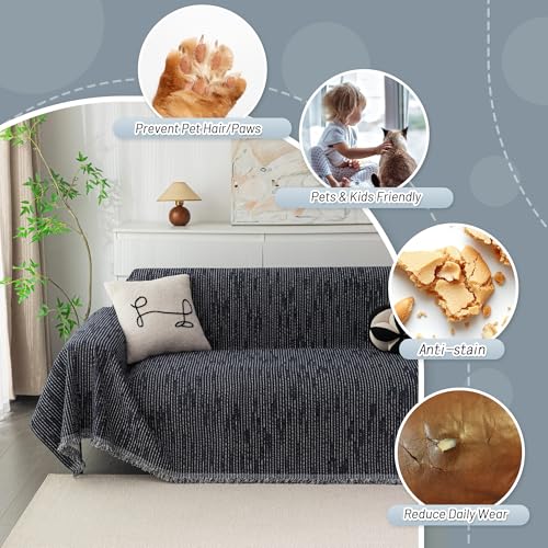 Couch Covers for 3 Cushion Couch Sofa (71" x 150" / 9# Lines Navy)