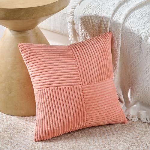 2 Packs Coral Samll Decorative Throw Pillow Covers 14x14 Inch with for Couch Bed Sofa (Coral / 14" x 14" (Pack of 2))