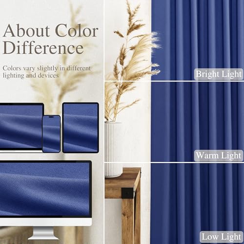 Classic Blue Linen Curtains 84 Inch Length 2 Panels Set for Living Room Rod Pocket Back Tab Light Filtering Window Drapes for Bedroom Dining Room Protect Privacy Modern Farmhouse Decor 52x84 (52"W x 84"L (Pack of 2) / Classic Blue)