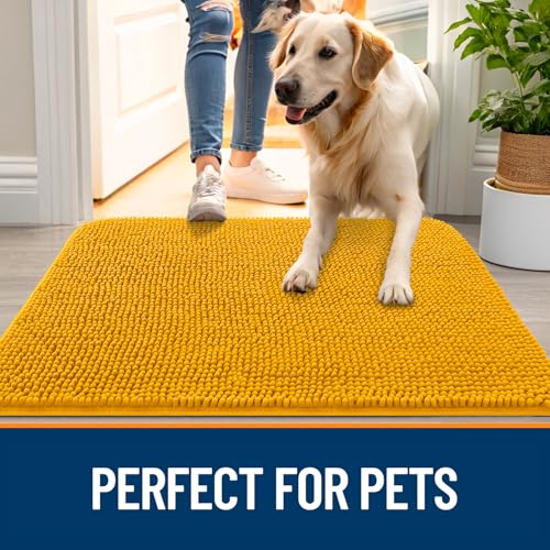 Dog Door Mat for Muddy Paws 47x24 (Golden Yellow / 47" X 24")