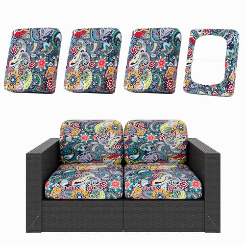 4Pcs Patio Cushion Covers (Paisley / 4PCS)
