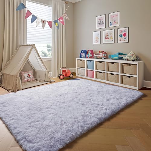 White 6x9 Area Rugs for Living Room Bedroom (White / 6' x 9' (Rectangular))