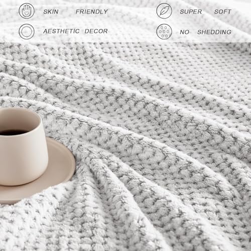 Soft Waffle Fleece Bed Blanket King Size (Heather Gray / 90x104 in)