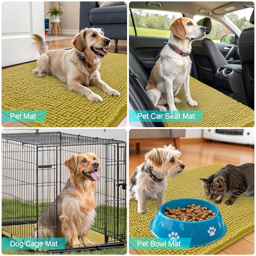 Dog Door Mat for Muddy Paws 36x24 (Mustard Yellow / 36" X 24")