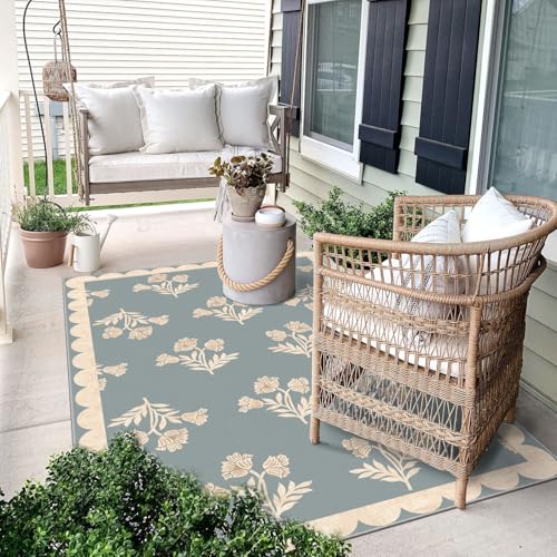 3x5 Floral Entry Rug (Flower - Haze Blue / 3' x 5' (Rectangular))