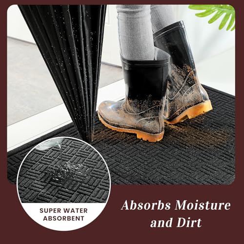Front Door Mat Outside Entrance (Black / 1'5" x 2'6" (Rectangular))